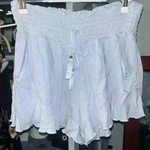 Sincerely Jules Light Blue High Waist Shorts - Picture 1 of 4